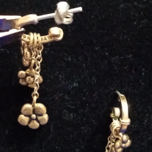 Barse bronzite 925 plumeria dangle post earrings - Picture 4 of 11